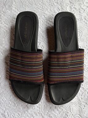 Vintage Y2K Maripé Rainbow Striped Slide Sandals Made in Italy Size 7